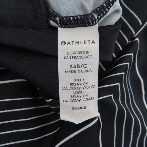Athleta Women 38 B/C Black White Chevron Tankini Tank Swimwear Swim Top Strappy - Picture 9 of 12